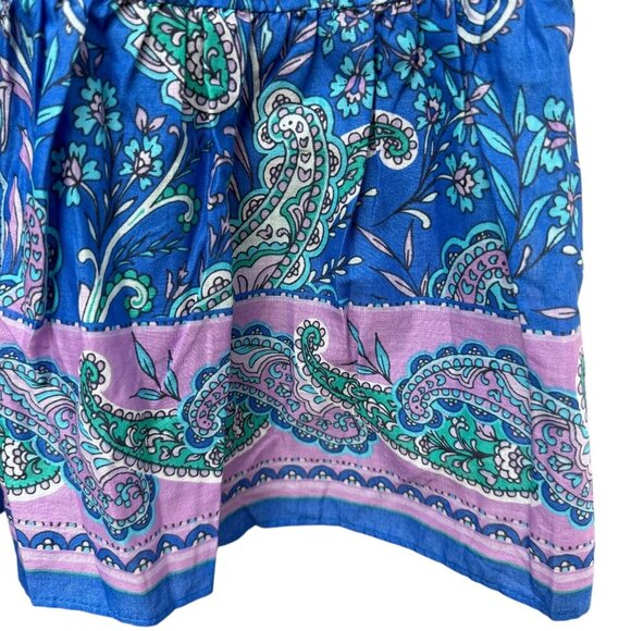 TALBOTS Tiered Midi Skirt Small Petite Blue Paisley Garden Cotton Boho NWT - Picture 9 of 11